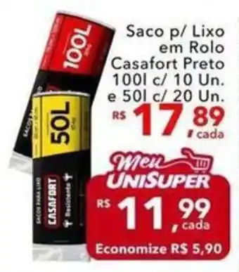UniSuper saco p/ lixo em rolo casafort preto oferta