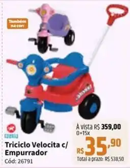 Deltasul Triciclo Velocita c/ Empurrador oferta