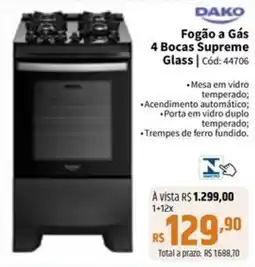 Deltasul Fogão a Gás 4 Bocas Supreme Glass oferta