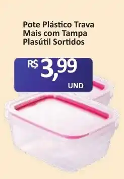 Paulistão Supermercados Pote Plástico Trava Mais com Tampa Plasútil Sortidos oferta