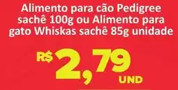 Paulistão Supermercados Alimento para cão pedigree sachê ou alimento para gato whiskas sachê oferta