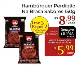 Dona de Casa Hambúrguer Perdigão Na Brasa Sabores oferta