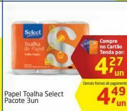Tenda Atacado Papel toalha select pacote 3un oferta