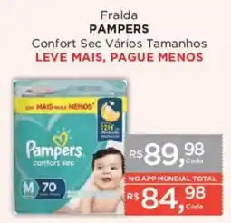 Supermercados Mundial Fralda pampers confort sec vários tamanhos oferta