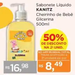 Supermercados Mundial Sabonete Líquido Kanitz Cheirinho de Bebê Glicerina oferta