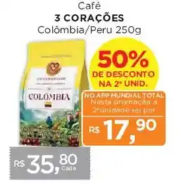 Supermercados Mundial Café 3 corações oferta
