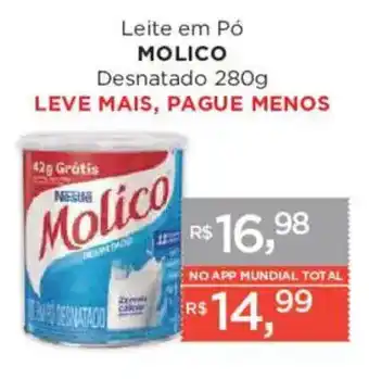 Supermercados Mundial Leite em Pó Molico Desnatado oferta