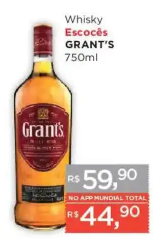 Supermercados Mundial Whisky Escocês Grant's oferta