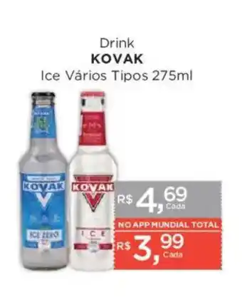 Supermercados Mundial Drink kovak ice vários tipos oferta