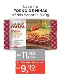 Supermercados Mundial Lasanha forno de minas vários sabores oferta