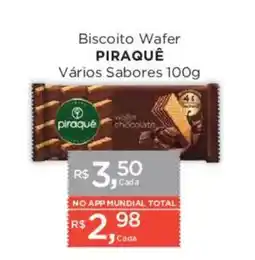 Supermercados Mundial Biscoito Wafer Piraquê Vários Sabores oferta