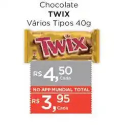 Supermercados Mundial Chocolate twix vários tipos oferta