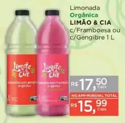 Supermercados Mundial Limonada orgânica limão & cia c/framboesa ou c/gengibre oferta