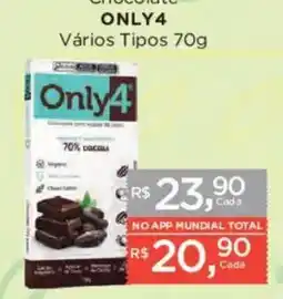 Supermercados Mundial Chocolate only4 vários tipos oferta