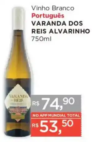Supermercados Mundial Vinho Branco Português Varanda dos Reis Alvarinho oferta