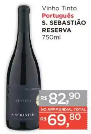 Supermercados Mundial Vinho Tinto Português S. Sebastião Reserva oferta
