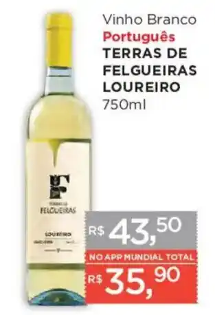 Supermercados Mundial Vinho branco português terras de felgueiras loureiro oferta