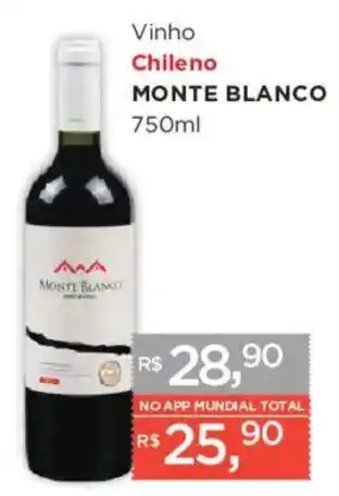 Supermercados Mundial Vinho chileno monte blanco oferta