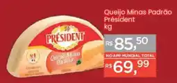 Supermercados Mundial Queijo Minas Padrão President oferta