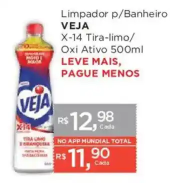 Supermercados Mundial Limpador p/banheiro veja x-14 tira-limo/oxi ativo oferta