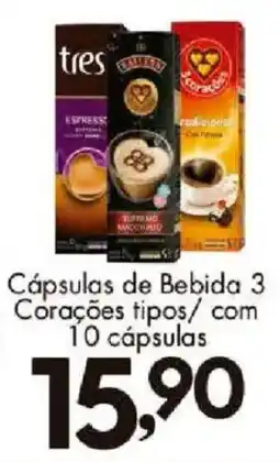 Confiança Supermercados Cápsulas de bebida 3 corações tipos oferta