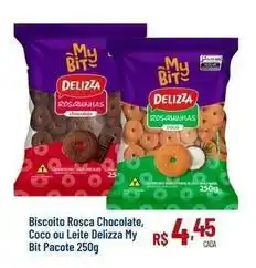 Max Atacadista Chocolate - biscoito chocolate, coco ou leite delizza my bit pacote oferta
