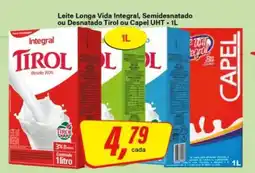 Rede Supermarket Leite Longa Vida Integral, Semidesnatado ou Desnatado Tirol ou Capel UHT - 1L oferta