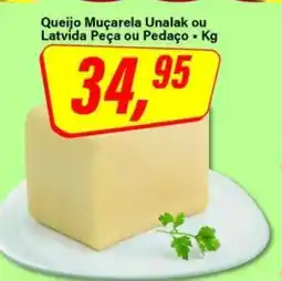 Rede Supermarket Queijo Muçarela Unalak ou Latvida Peça ou Pedaço oferta