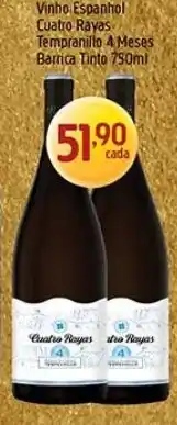 Supermercados Guanabara Vinho Espanhol Cuatro Rayas Tempranillo 4 Meses Barrica Tinto oferta