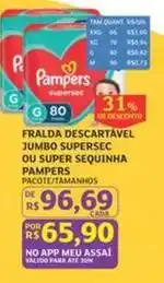 Assaí Atacadista Pampers - fralda descartável jumbo supersec ou super sequinha oferta