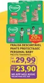 Assaí Atacadista Personal - fralda descartável pants protect&sec baby oferta