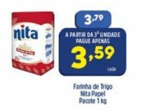 Arena Atacado Farinha de Trigo Nita Papel pacote 1kg oferta