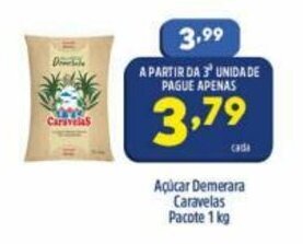 Acucar Demerara Caravelas pacote 1kg