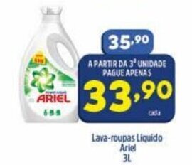 Arena Atacado Lava-roupas liquido Ariel 3L oferta