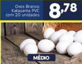 Arena Atacado Ovos branco Katayama PVC com 20 unidades oferta