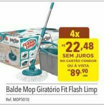 Balde mop giratório fit flash limp