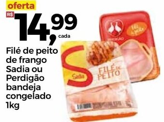Frangolândia File de Peito de Frango Sadia ou Perdigao bandeja congelado 1kg oferta