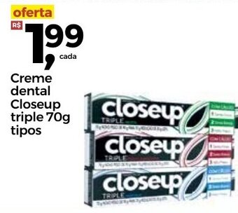 Creme Dental CloseUp Tripla 70g tipos
