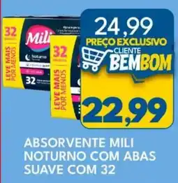 Rancho Bom Supermercados Absorvente mili noturno com abas suave com 32 oferta