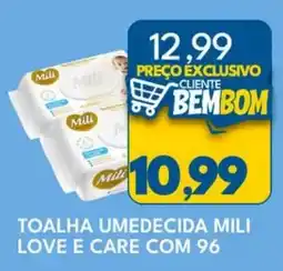 Rancho Bom Supermercados toalha umedecida mili love e care oferta