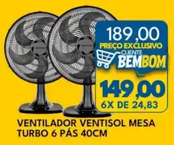 Rancho Bom Supermercados ventilador ventisol mesa turbo 6 pás 40cm oferta