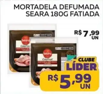 Lider Atacadista mortadela defumada seara fatiada oferta