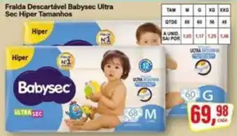 Rede Supermarket Fralda Descartável Babysec Ultra Sec Hiper Tamanhos oferta