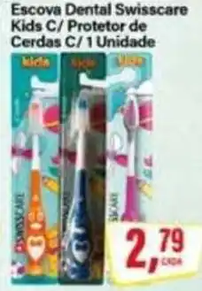 Rede Supermarket Escova Dental Swisscare Kids C/ Protetor de Cerdas C/ 1 Unidade oferta