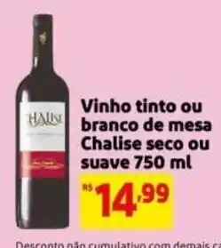 Mercado Extra Vinho tinto ou branco de mesa Chalise seco ou suave oferta