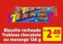 Mercado Extra Biscoito recheado Trakinas chocolate ou morango oferta