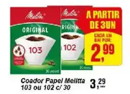Negreiros Coador Papel Melitta 103 ou 102 c/ 30 oferta