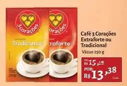 Novo Atacarejo 3 corações - café extraforte ou tradicional oferta