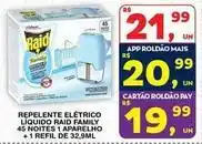 Roldão Raid - repelente elétrico líquido family 45 noites 1 aparelho + 1 refil de 32.9ml oferta