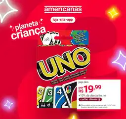 Lojas Americanas jogo uno oferta
